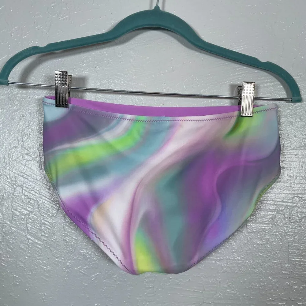 Athleta Girl XL 14 Aura Ombre Blue Taro Reversible Mid Rise Swim Bottom Stretch